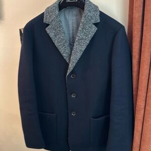 Paul Stuart navy blue mid length car coat